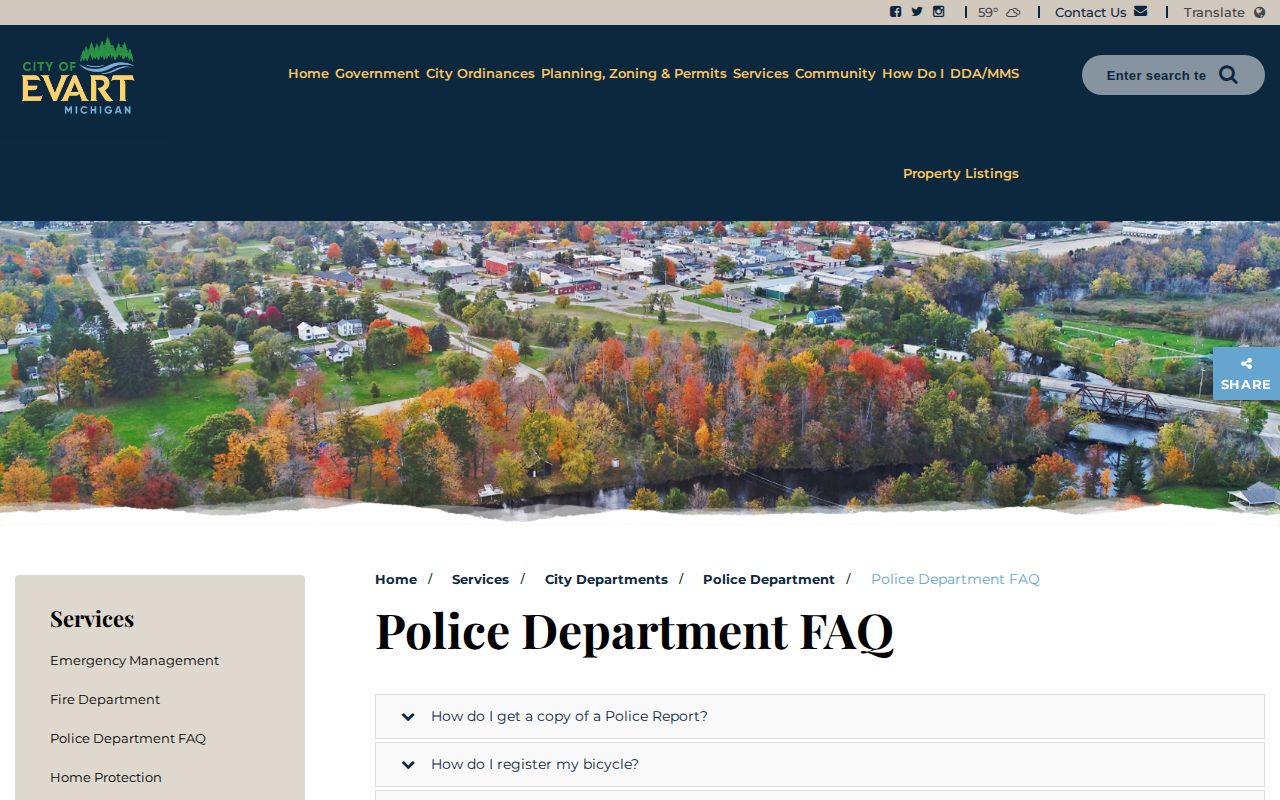 Osceola County Evart police report and FOIA information for city incident records