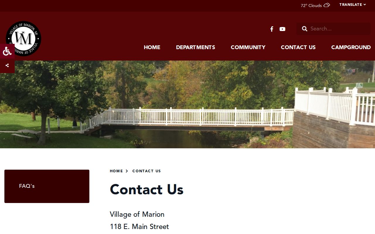 Osceola County Village of Marion clerk contact page for municipal records research