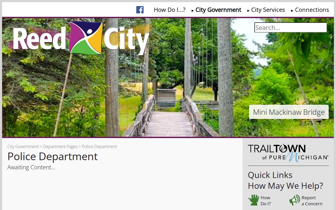 Osceola County Reed City official police information page for municipal arrest-record research